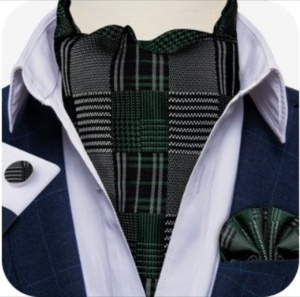 Set cravata / esarfa / lavaliera Ascot + batista + butoni, model 93