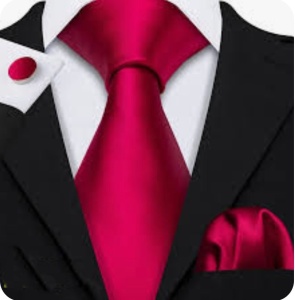 Set cravata rosie + batista + butoni - matase - model 98