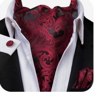 Set cravata / esarfa / lavaliera Ascot + batista + butoni, model 114