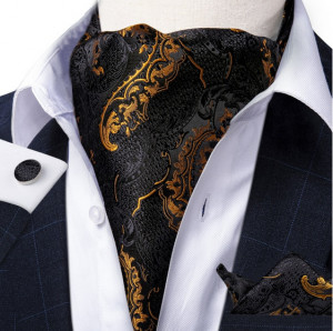 Set cravata / esarfa / lavaliera Ascot + batista + butoni, model 19