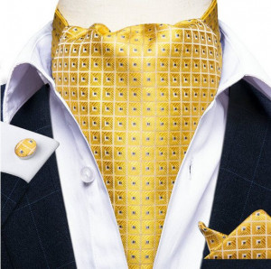 Set cravata / esarfa / lavaliera Ascot + batista + butoni, model 70