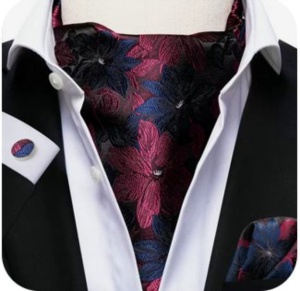 Set cravata / esarfa / lavaliera Ascot + batista + butoni, model 106