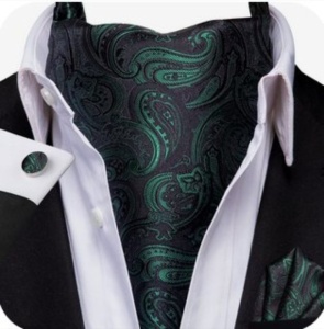 Set cravata / esarfa / lavaliera Ascot + batista + butoni, model 111