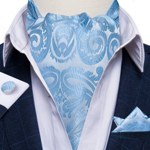 Set cravata / esarfa / lavaliera Ascot + batista + butoni, model 53