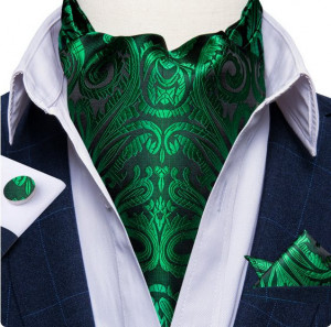 Set cravata / esarfa / lavaliera Ascot + batista + butoni, model 62