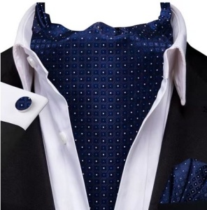 Set cravata / esarfa / lavaliera Ascot + batista + butoni, model 87