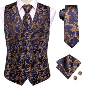 Set vesta + cravata + batista + butoni, matase - model 41