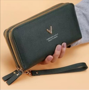 Portofel verde elegant de dama, Victory, compartimente multiple