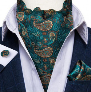 Set cravata / esarfa Ascot + batista + butoni, model 21