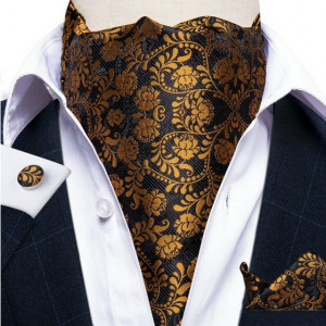 Set cravata / esarfa / lavaliera Ascot + batista + butoni, model 33