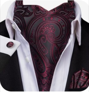 Set cravata / esarfa / lavaliera Ascot + batista + butoni, model 94