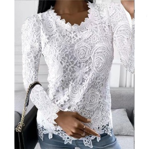 Bluza eleganta alba de dama model cu dantela, marimea M, model 134