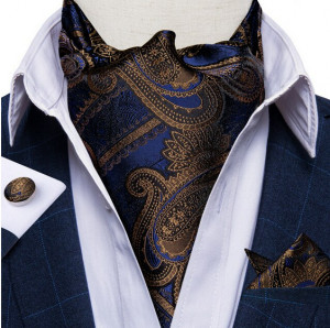 Set cravata / esarfa Ascot + batista + butoni, model 34