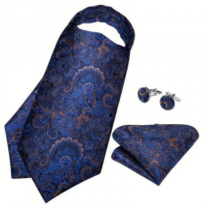 Set cravata / esarfa / lavaliera Ascot + batista + butoni, model 32 - Img 2