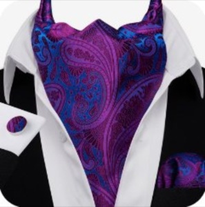 Set cravata / esarfa / lavaliera Ascot + batista + butoni, model 107