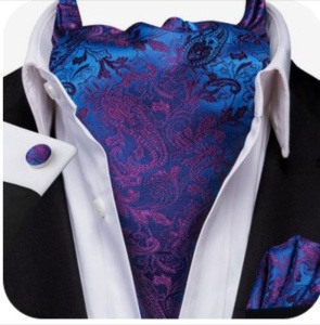 Set cravata / esarfa / lavaliera Ascot + batista + butoni, model 112