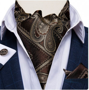Set cravata / esarfa / lavaliera Ascot + batista + butoni, model 65