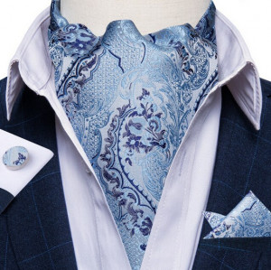 Set cravata / esarfa / lavaliera Ascot + batista + butoni, model 40