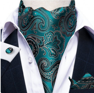 Set cravata / esarfa / lavaliera Ascot + batista + butoni, model 56