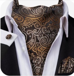 Set cravata / esarfa / lavaliera Ascot + batista + butoni, model 91