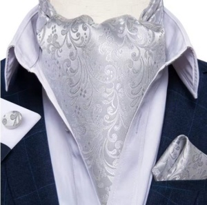 Set cravata / esarfa / lavaliera Ascot + batista + butoni, model 96