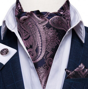 Set cravata / esarfa Ascot + batista + butoni, model 50