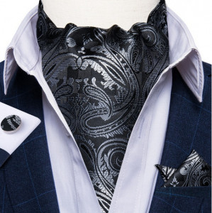 Set cravata / esarfa / lavaliera Ascot + batista + butoni, model 37