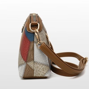 Geanta / poseta multicolora cu ornament maro, Janette - Img 3