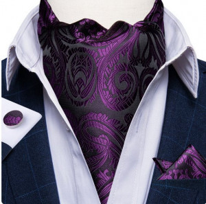 Set cravata / esarfa Ascot + batista + butoni, model 58