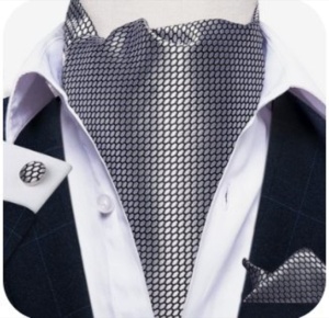 Set cravata / esarfa / lavaliera Ascot + batista + butoni, model 113