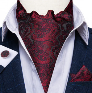 Set cravata / esarfa / lavaliera Ascot + batista + butoni, model 29