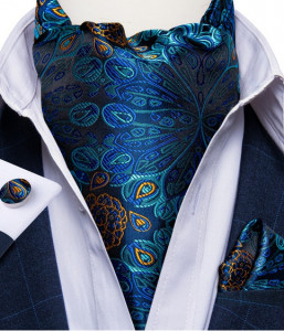Set cravata / esarfa / lavaliera Ascot + batista + butoni, model 51