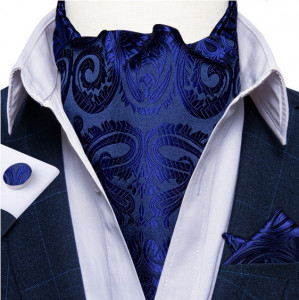 Set cravata / esarfa / lavaliera Ascot + batista + butoni, model 66