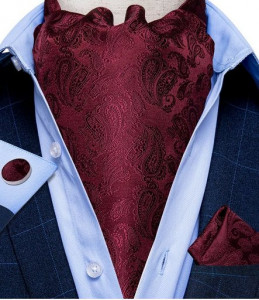 Set cravata / esarfa / lavaliera Ascot + batista + butoni, model 73
