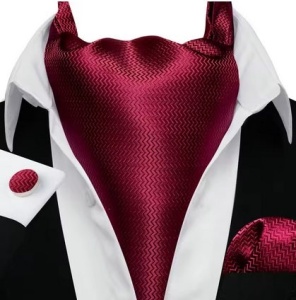 Set cravata / esarfa / lavaliera Ascot + batista + butoni, model 89