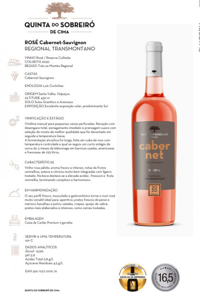 Rosé Cabernet-Sauvignon Reserva 2020 Quinta do Sobreiró de Cima - Img 2
