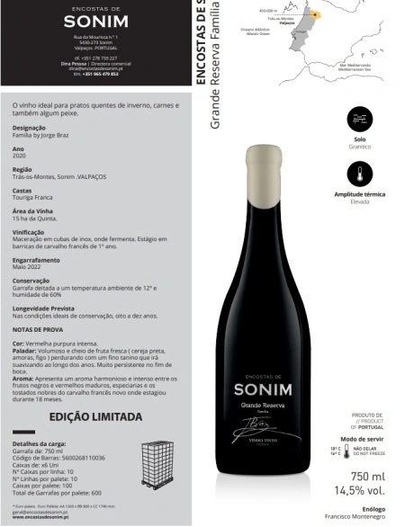 Garrafa Vinho Tinto Encostas de Sonim Grande Reserva Familia by Jorge Braz - Img 3