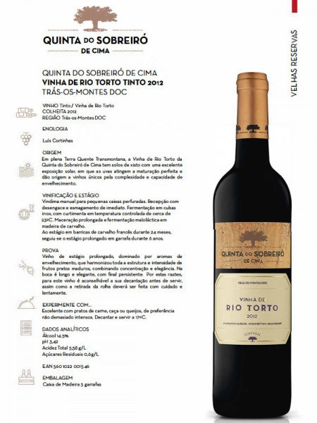 Cabaz Quinta de Sobreiró de Cima - Vinha do Rio Torto Tinto Caixa 3 Garrafas - Img 3
