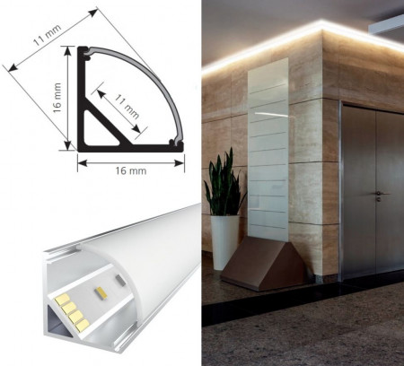 Profil colt cu dispersor pentru banda LED – 033 / 1m