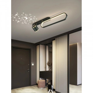 Plafoniera LED Cu Cer Instelat 60cm Negru Moderna 58W,3 Tipuri De Lumina - Img 1