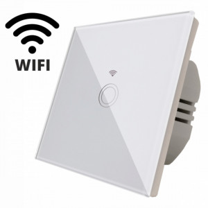 Intrerupator touch simplu WI-FI, sticla securizata, alb - Img 1
