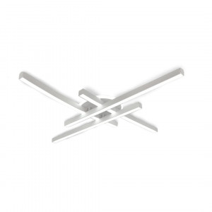 Lustra LED RFAN, Model JX60034-4A+1, Cu Telecomanda, 3 Tipuri De Lumina, Intensitate Reglabila, 80W, Alb - Img 1