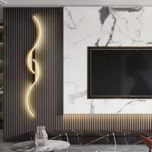 Aplică LED, 60cm, design minimalist, Negru+Auriu - Img 1