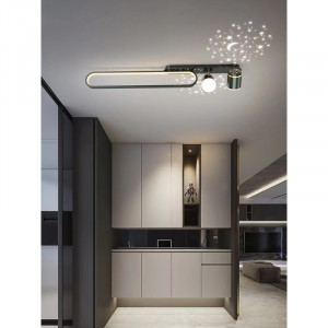 Plafoniera LED Cu Cer Instelat 80cm Negru Moderna 58W,3 Tipuri De Lumina - Img 1