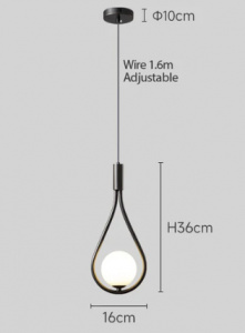 Pendul Modern NEGRU,1 X E14, Inaltime Reglabila - Img 2
