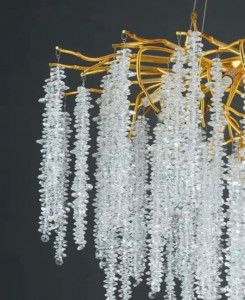 Candelabru auriu 6xE14, design de lux cu cristale - Img 2