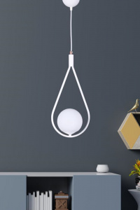 Pendul Modern ALB,1 X E14, Inaltime Reglabila - Img 1