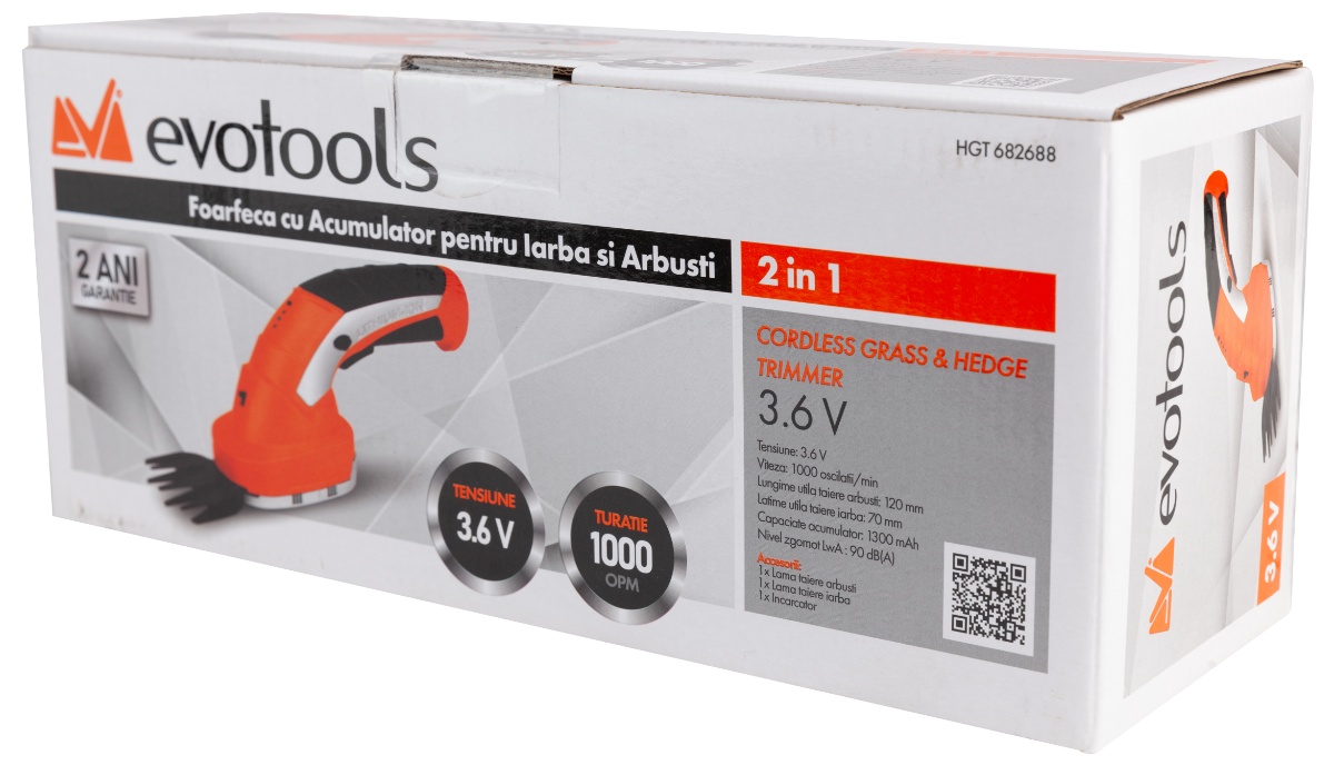 Foarfeca cu Acumulator pentru Iarba si Arbusti 2 in 1, 3/6 V, Evotools 682688 - 2 | YEO