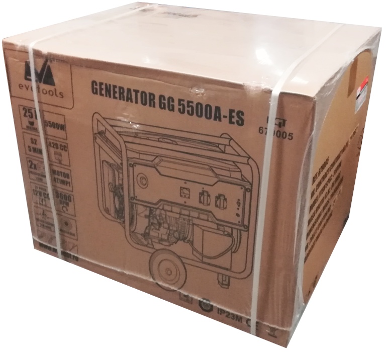 Generator curent 5500W, pornire la cheie, 10.7cp, 25l rezervor, roti transport. EPTO GG 5500A, Evotools 679005 - 2 | YEO