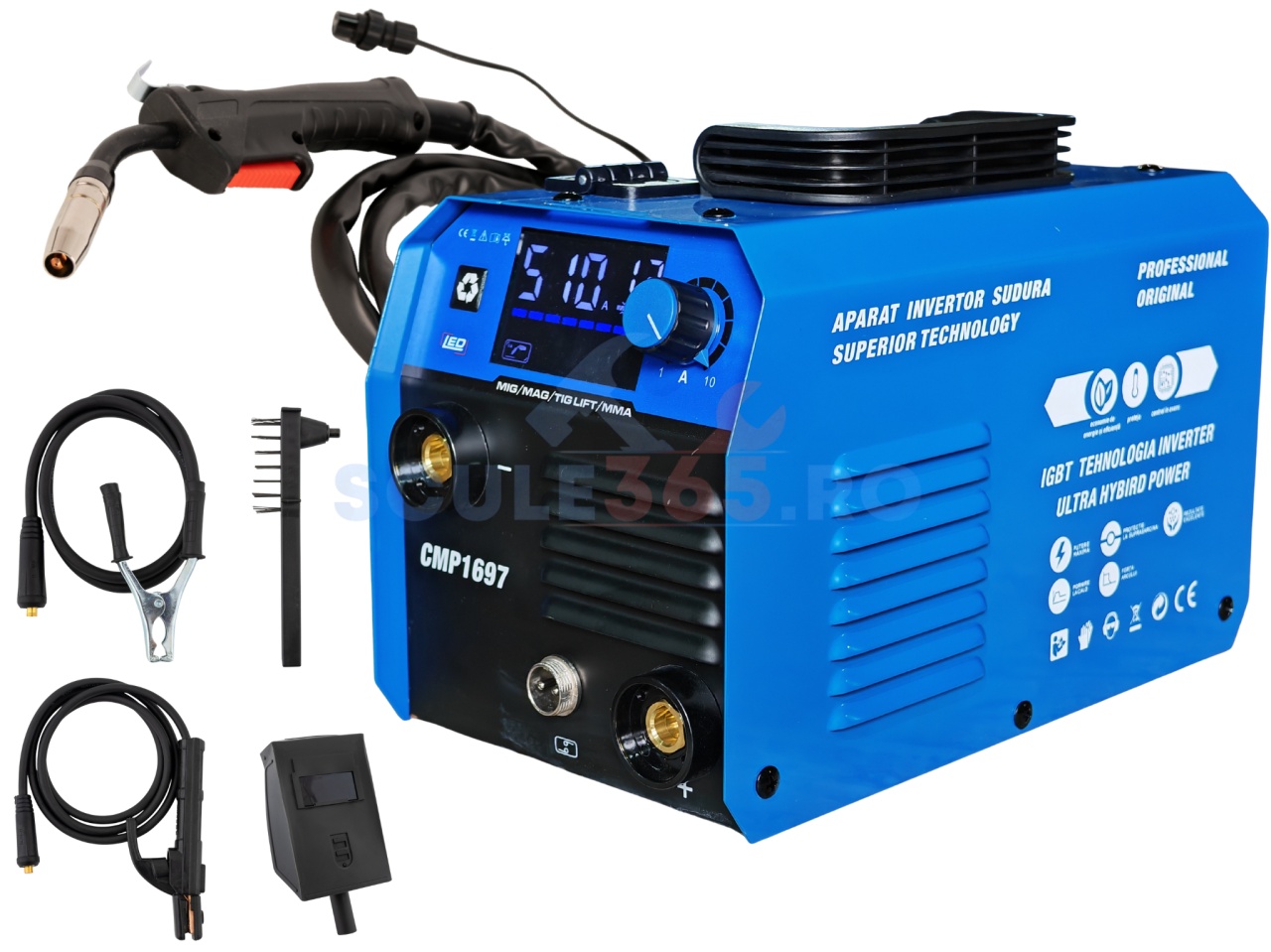 *PACHET* Aparat de sudura tip Invertor cu sarma 495A, + 2.5KG ELECTROZI, x2 sarma sudura 1kg, magnet sudura, masca sudura automata / MMA/MIG/MAG afisaj digital, ventilat, URAL MASH IGBT TEHNOLOGY ULTRA HYBRID POWER, CMP1697 - imagine 2